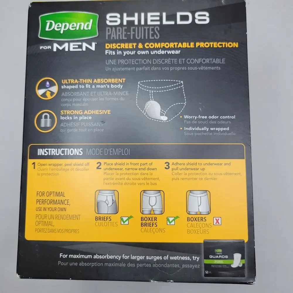Depend SHIELDS Improved Comfort Incontinent Pads Men's Light Absorbency 58 Count